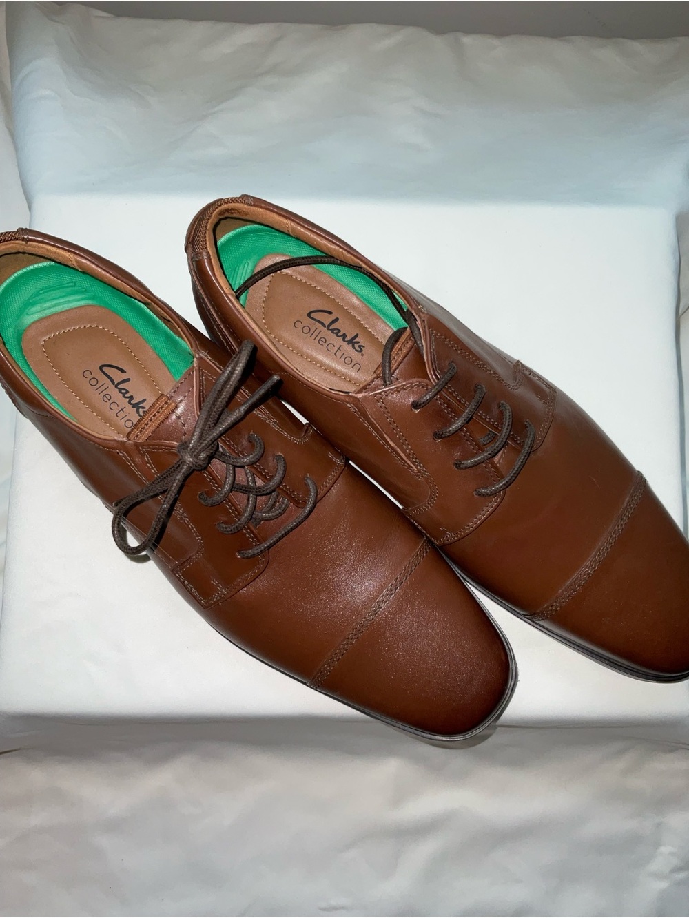 Clarks Brown Leather Cap-Toe Lace-Up Oxfords size 11.5